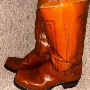 Vintage Landis Men’s Brown Leather Square Toe Western Cowboy Boots Size 9.5D USA